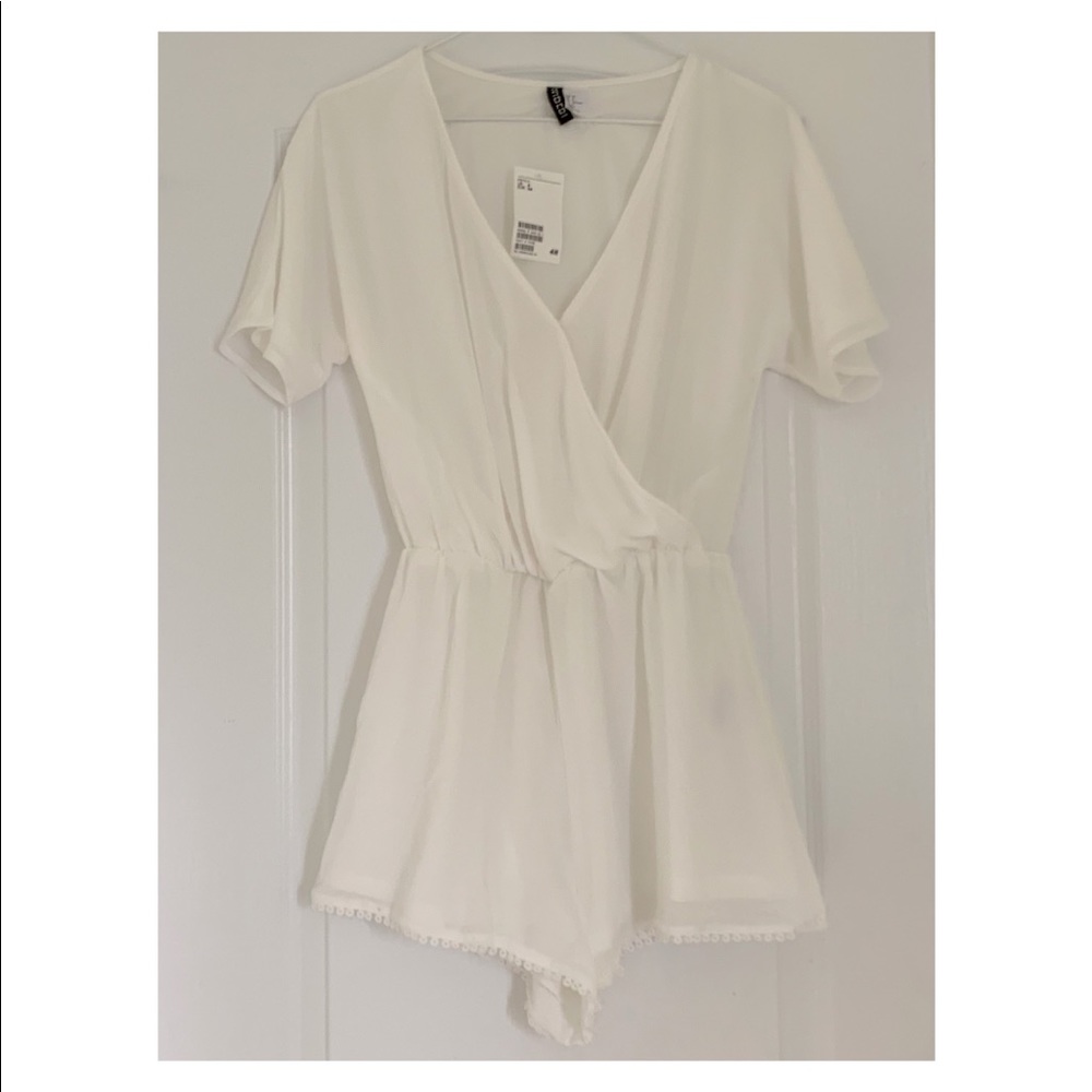 H&M front wrap white romper